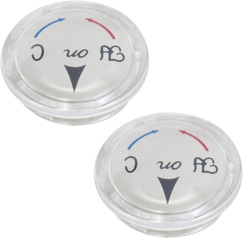 FINBe 2PCS Faucet Temperature Buttons Trim Covers for Bathroom Kitchen Faecet and Shower Knob Handle Hot and Cold Index Identification Cover Clearly Distinguishes Hot/Cold - Image 1